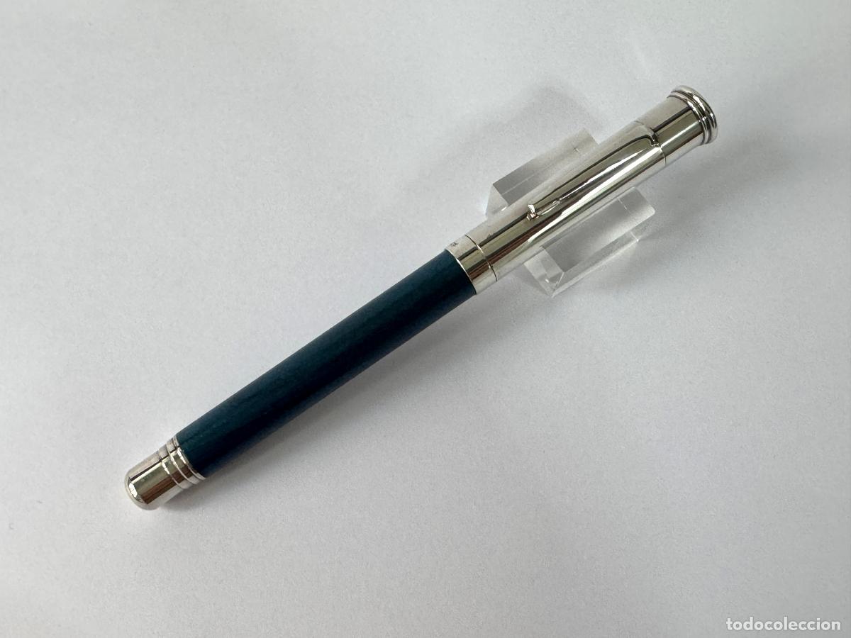 Plumas estilogr&aacute;ficas antiguas: LABAN ESTILOGRAFICA MADERA AZUL Y PLATEADA - Foto 1