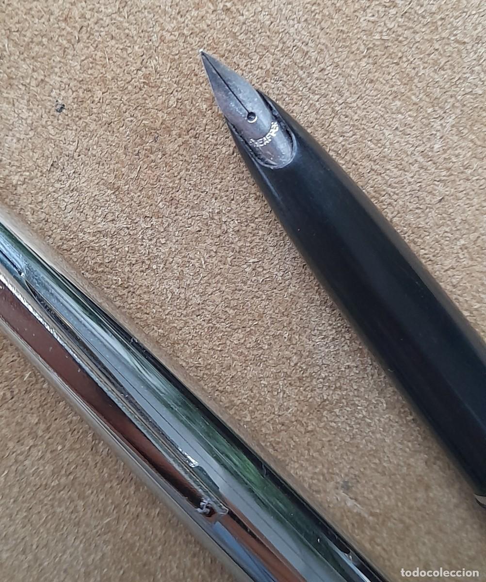Plumas estilogr&aacute;ficas antiguas: ESTILOGRAFICA SHEAFFER NEGRA PLUMIN CURVO - Foto 5