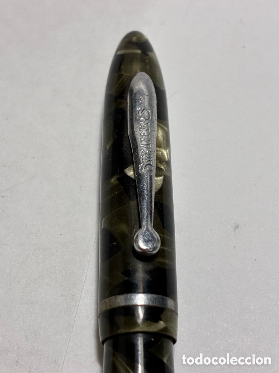 Plumas estilogr&aacute;ficas antiguas: Pluma Sheaffer Junior jaspeada plum&oacute;n oro /PLUMA18-4 - Foto 2