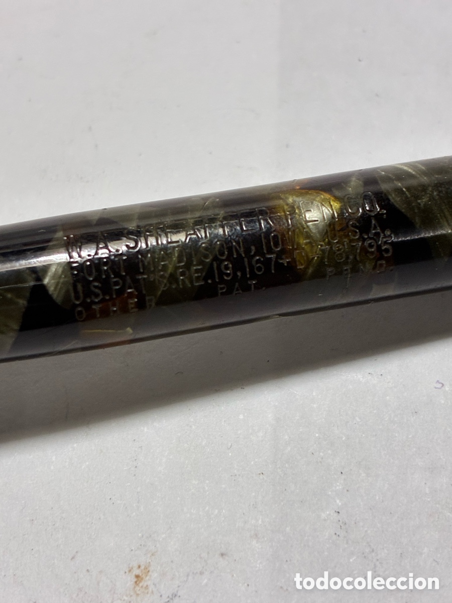 Plumas estilogr&aacute;ficas antiguas: Pluma Sheaffer Junior jaspeada plum&oacute;n oro /PLUMA18-4 - Foto 4