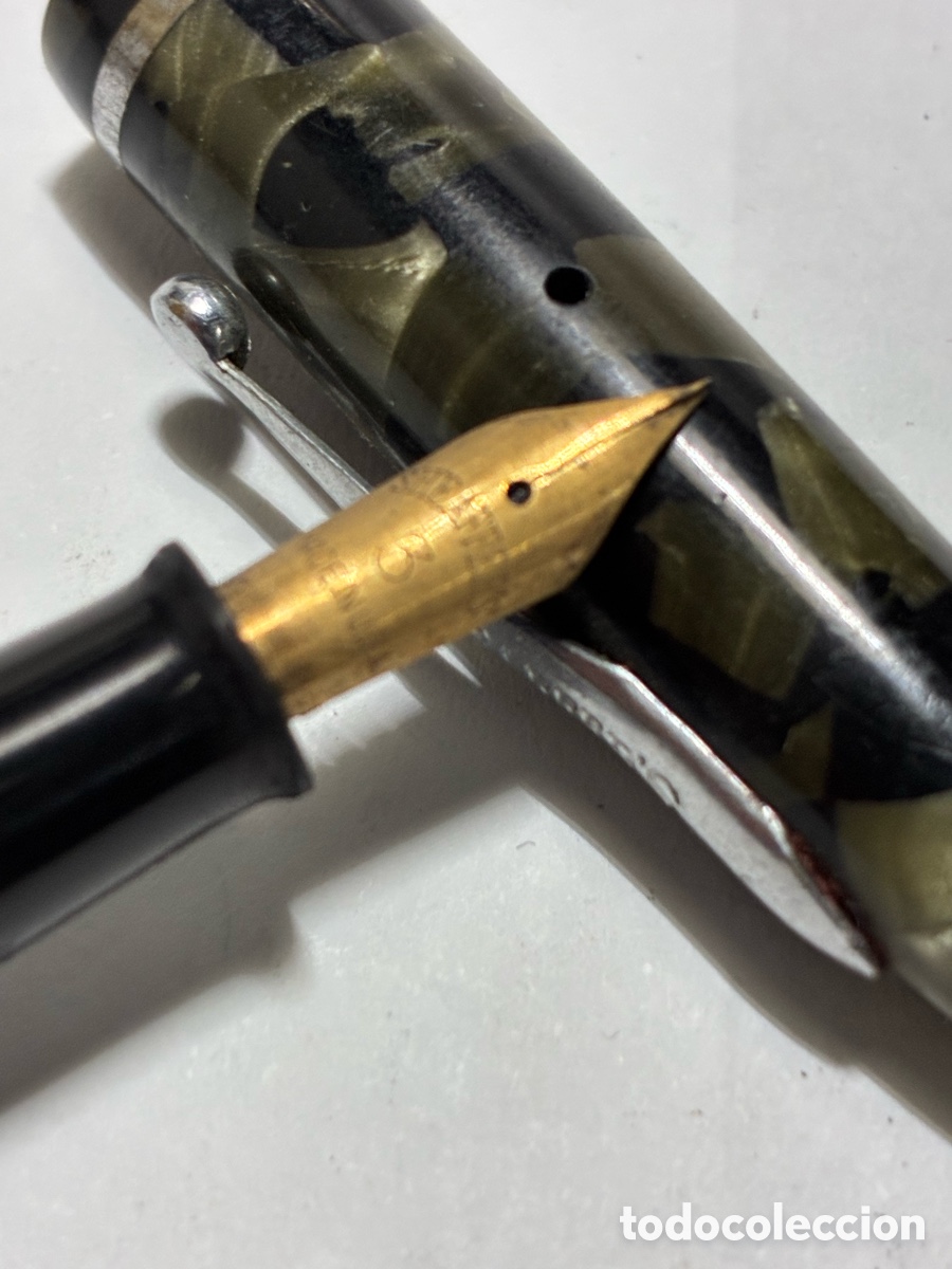 Plumas estilogr&aacute;ficas antiguas: Pluma Sheaffer Junior jaspeada plum&oacute;n oro /PLUMA18-4 - Foto 5