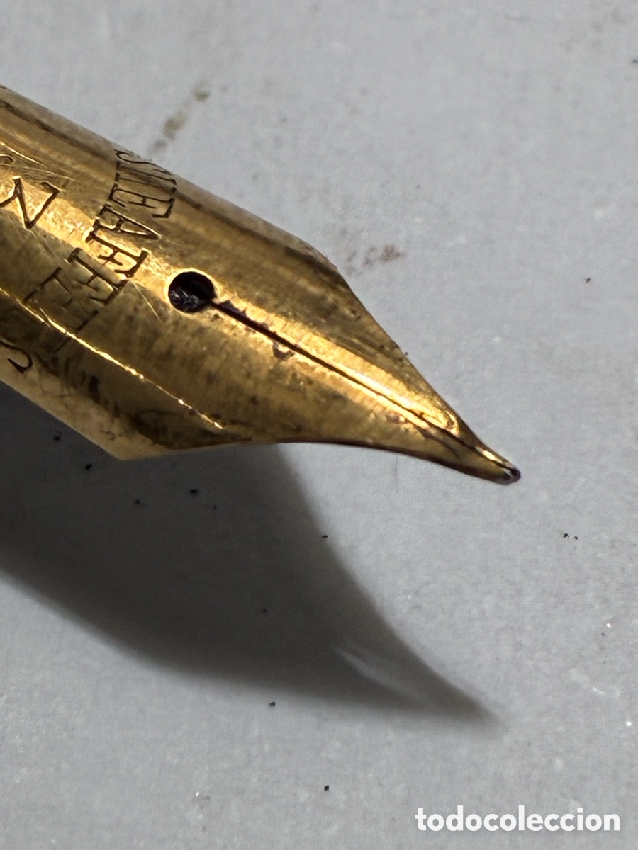Plumas estilogr&aacute;ficas antiguas: Pluma Sheaffer Junior jaspeada plum&oacute;n oro /PLUMA18-4 - Foto 9
