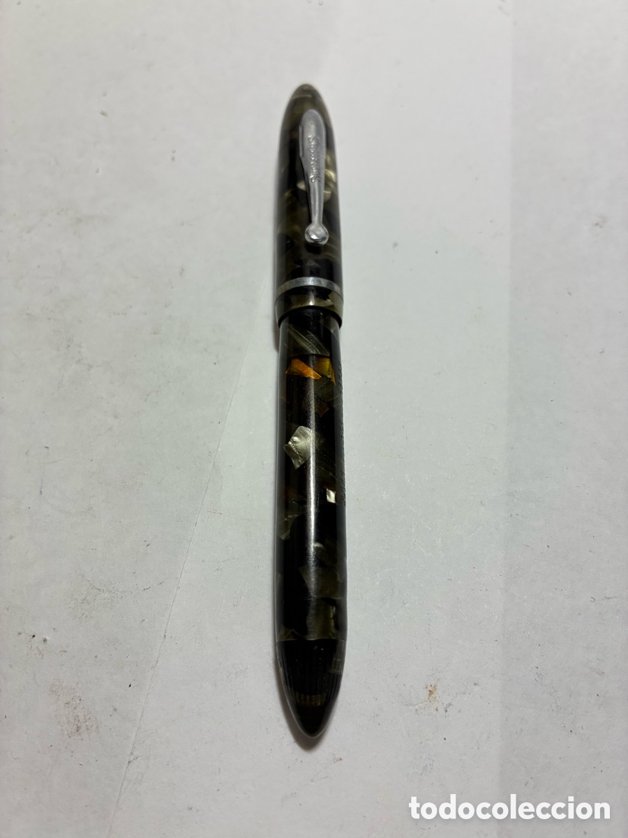 Plumas estilogr&aacute;ficas antiguas: Pluma Sheaffer Junior jaspeada plum&oacute;n oro /PLUMA18-4 - Foto 1