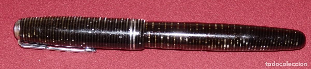 Plumas estilogr&aacute;ficas antiguas: PLUMA PARKER VACUMATIC CON PLUMIN 14K 585 CELULOIDE - Foto 3