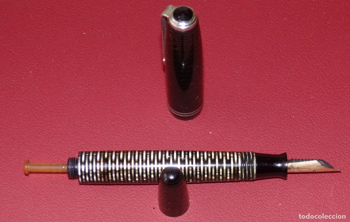 Plumas estilogr&aacute;ficas antiguas: PLUMA PARKER VACUMATIC CON PLUMIN 14K 585 CELULOIDE - Foto 7