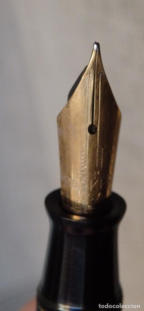 Plumas estilogr&aacute;ficas antiguas: PLUMA PARKER VACUMATIC CON PLUMIN 14K 585 CELULOIDE - Foto 9