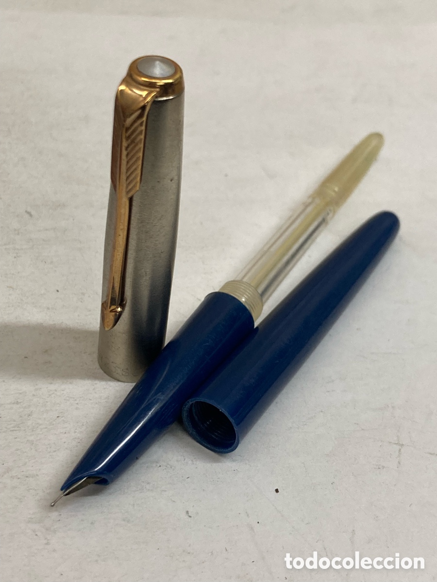 Plumas estilogr&aacute;ficas antiguas: Pluma Soffer 23 cuerpo celuloide azul /PLUMA19-5 - Foto 4