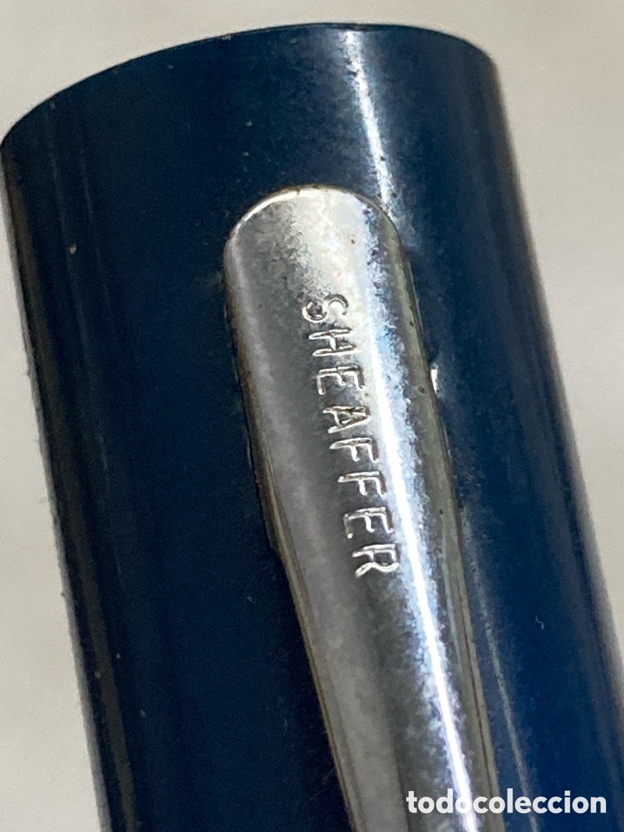 Plumas estilogr&aacute;ficas antiguas: Pluma Sheaffer cuerpo celuloide azul /PLUMA19-1 - Foto 4