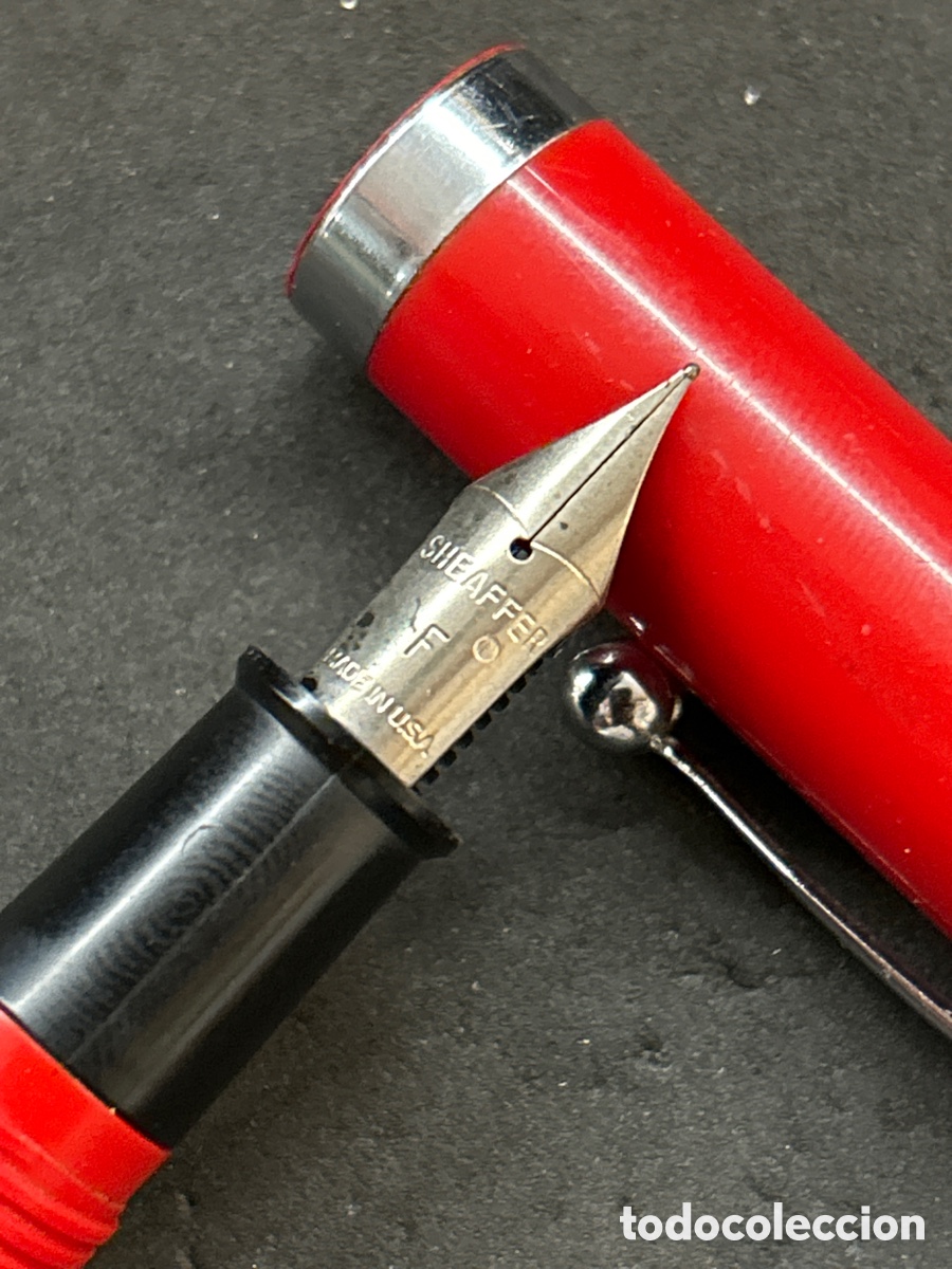 Plumas estilogr&aacute;ficas antiguas: Pluma Sheaffer baquelita roja - Foto 3