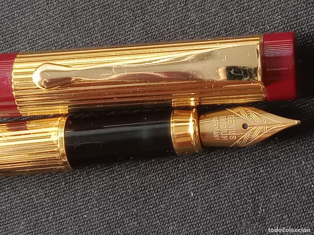 Plumas estilogr&aacute;ficas antiguas: Pluma dorada y granate, plum&iacute;n Genius Iridium 3 - Foto 2