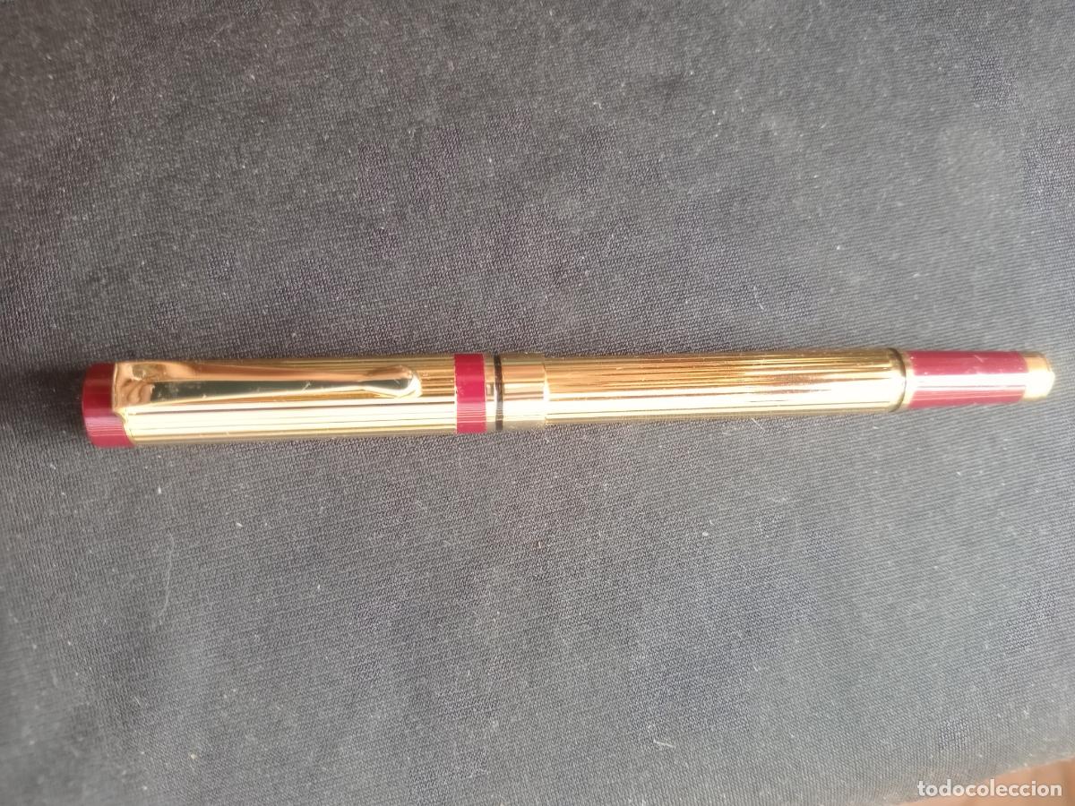 Plumas estilogr&aacute;ficas antiguas: Pluma dorada y granate, plum&iacute;n Genius Iridium 3 - Foto 1