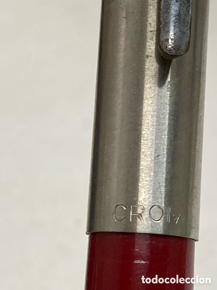 Plumas estilogr&aacute;ficas antiguas: Pluma Crom cuerpo celuloide rojo /PLUMA19-9 - Foto 4