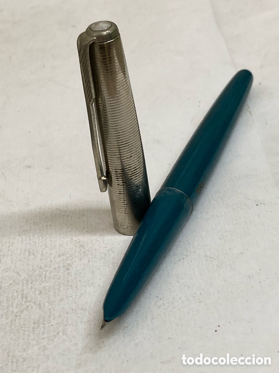 Plumas estilogr&aacute;ficas antiguas: Pluma Soffer cuerpo celuloide azul /PLUMA19-10 - Foto 1