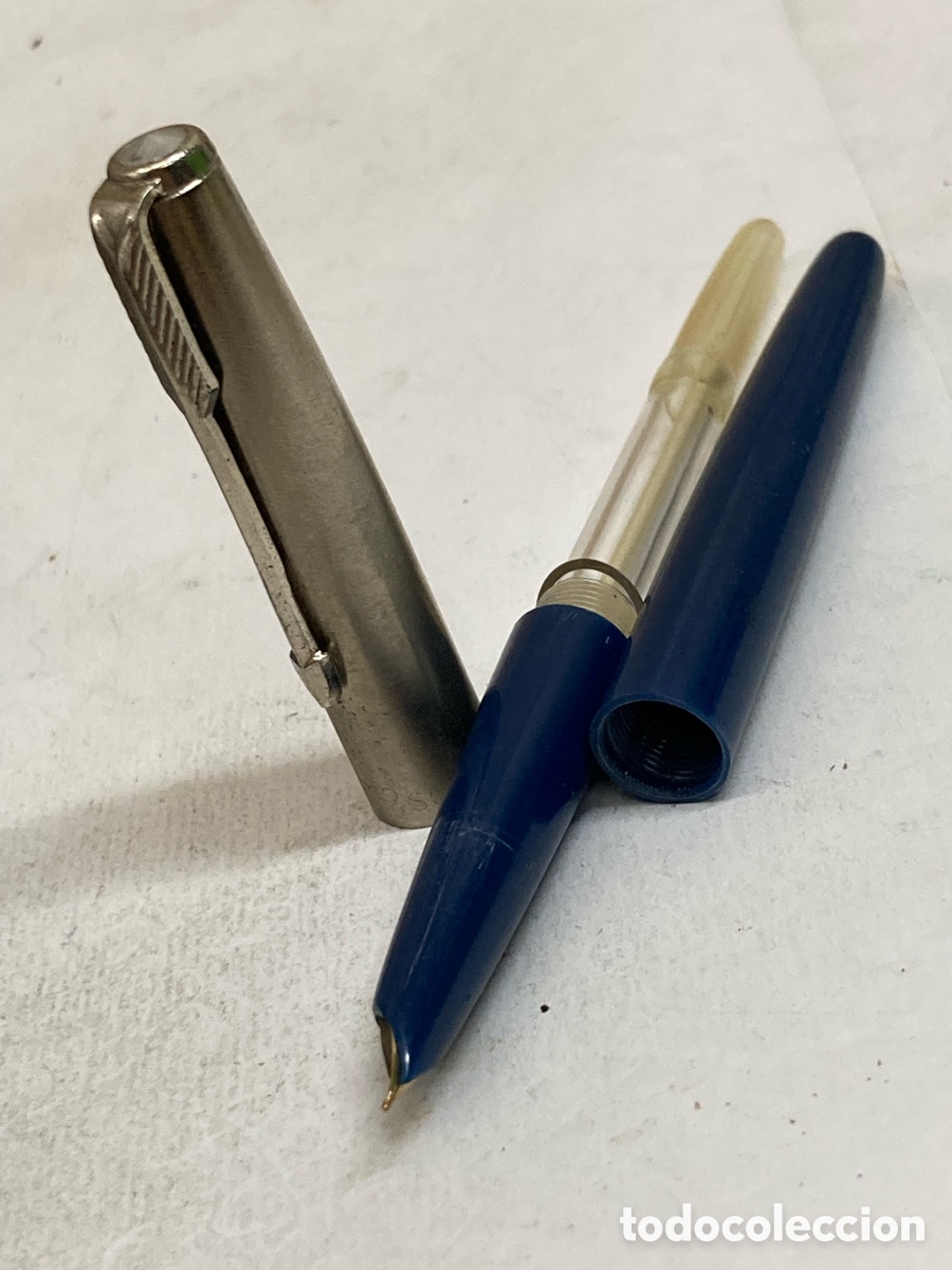 Plumas estilogr&aacute;ficas antiguas: Pluma Soffer 22 cuerpo celuloide azul /PLUMA19-10 - Foto 3