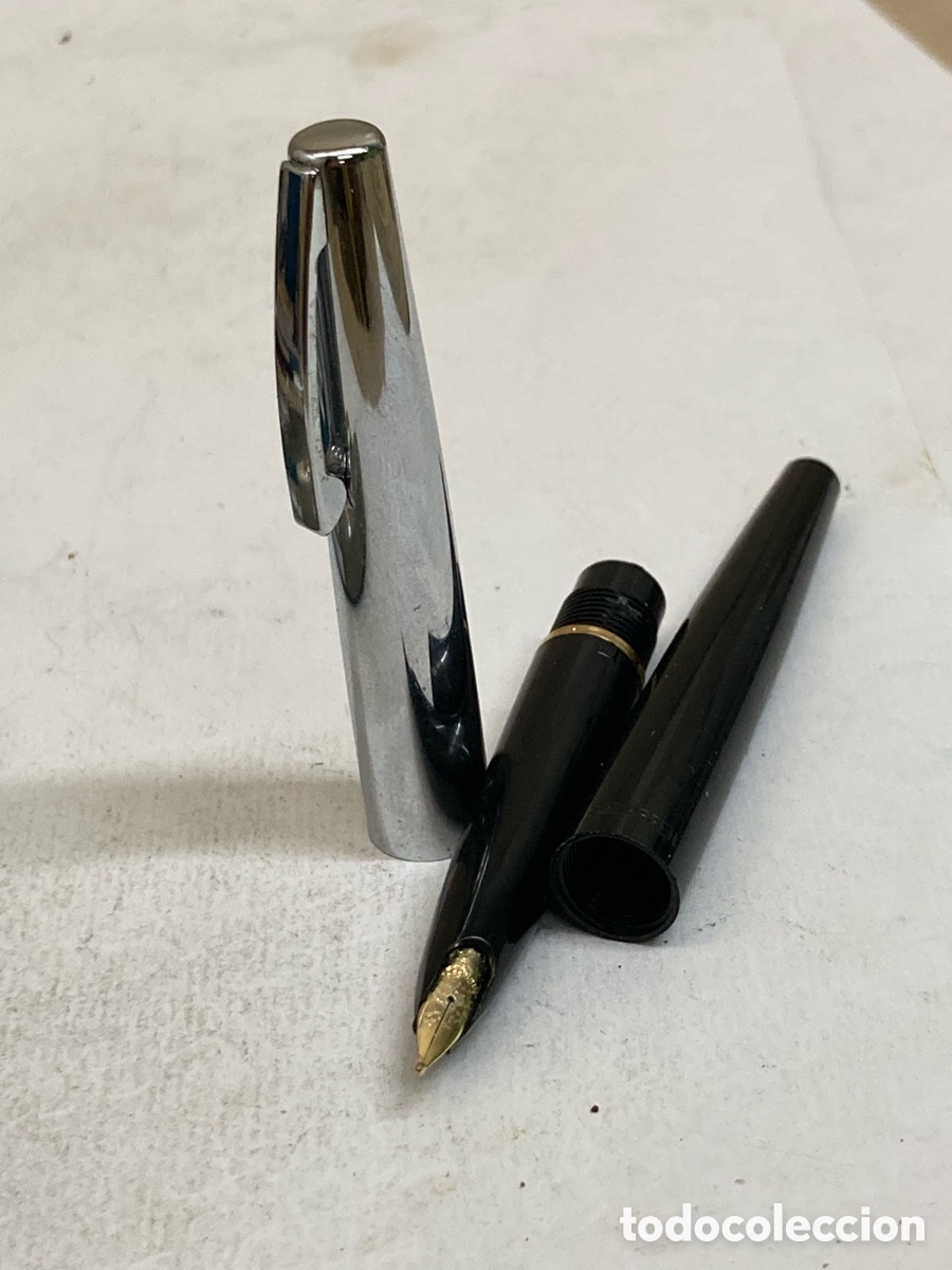 Plumas estilogr&aacute;ficas antiguas: Pluma Sheaffer cuerpo Celuloide negro - Foto 3
