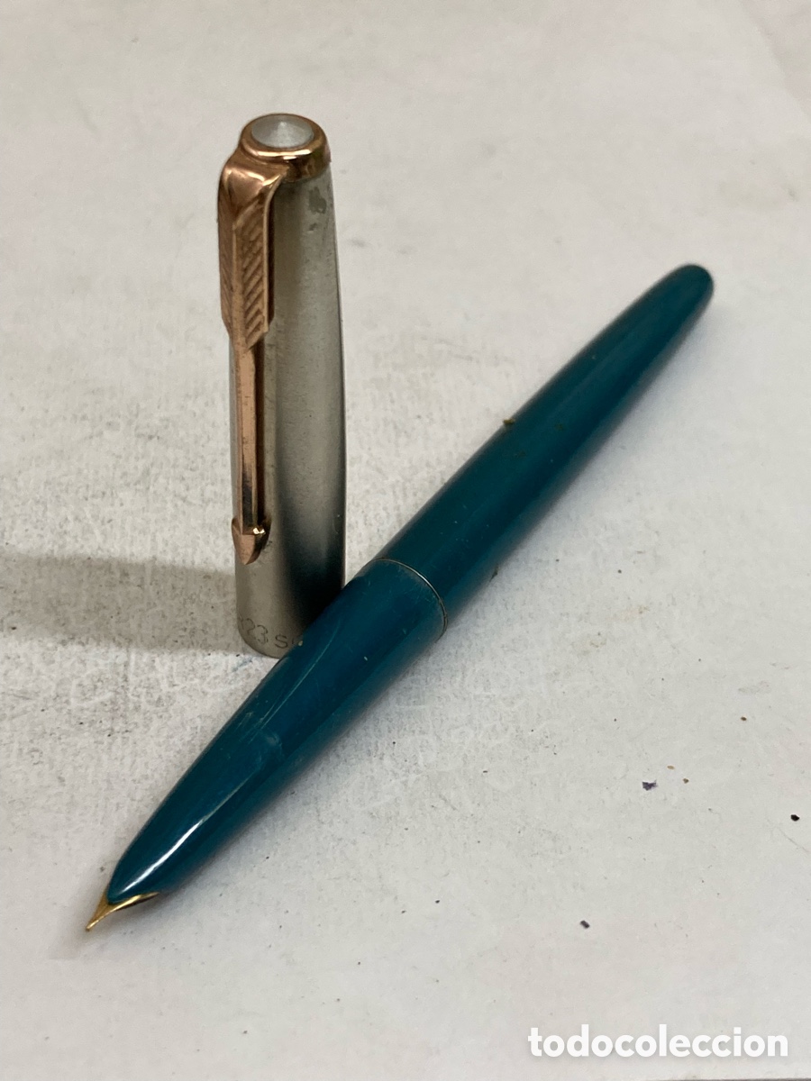 Plumas estilogr&aacute;ficas antiguas: Pluma Soffer23 cuerpo celuloide azul /PLUMA19-9 - Foto 2