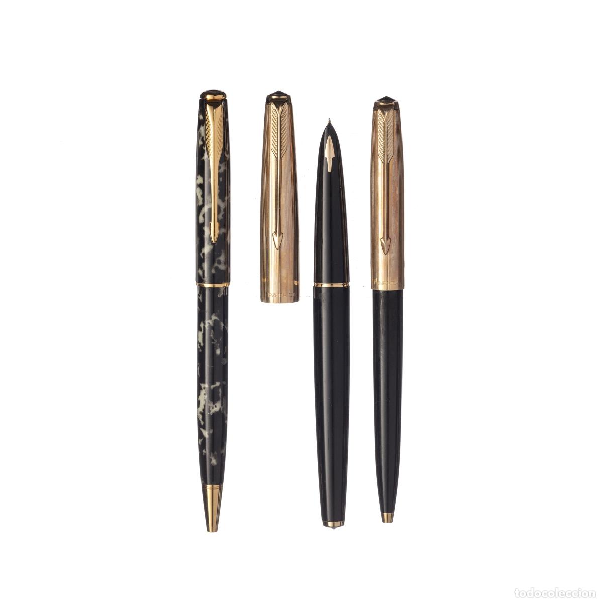 Plumas estilogr&aacute;ficas antiguas: TRES PLUMAS PARKER - ORO - Foto 1