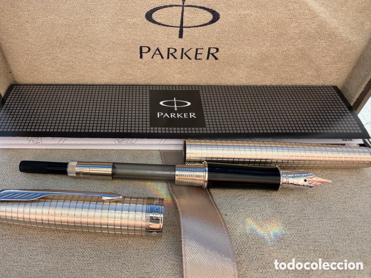 Plumas estilogr&aacute;ficas antiguas: Pluma Estilogr&aacute;fica Parker Plateada - Foto 3