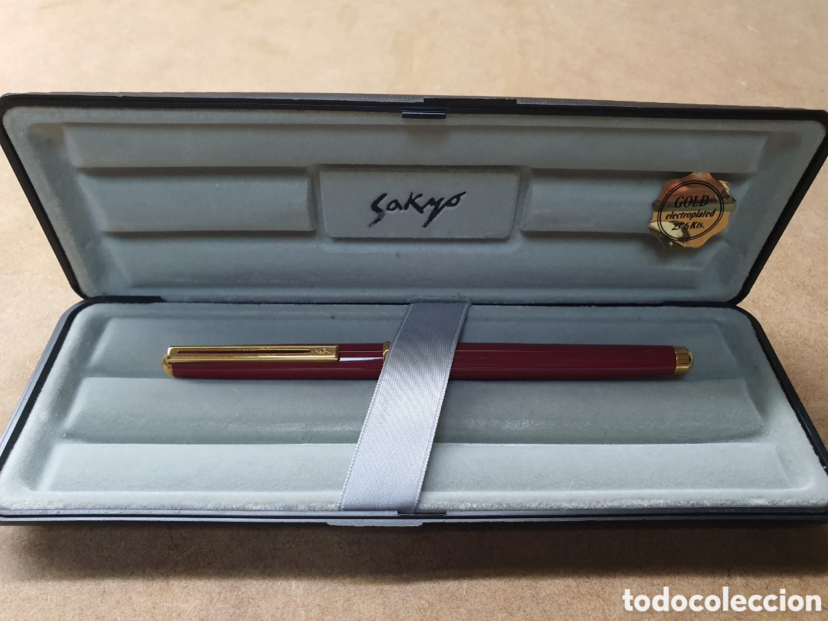 Plumas estilogr&aacute;ficas antiguas: Sayko pluma de oro con estuche - Foto 1