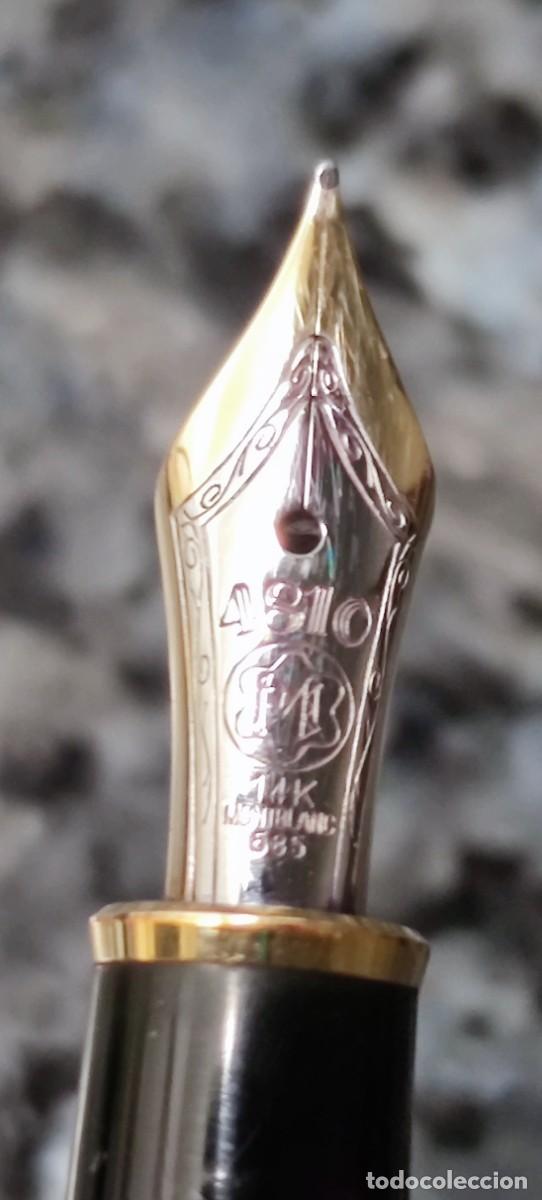 Plumas estilogr&aacute;ficas antiguas: Mont Blanc. Plumin oro 14k - Foto 3
