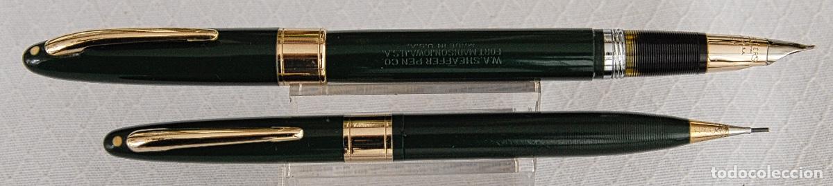 Plumas estilogr&aacute;ficas antiguas: SHEAFFER,S TOUCHDOWN SET VERDE PEN & PENCIL - Foto 6