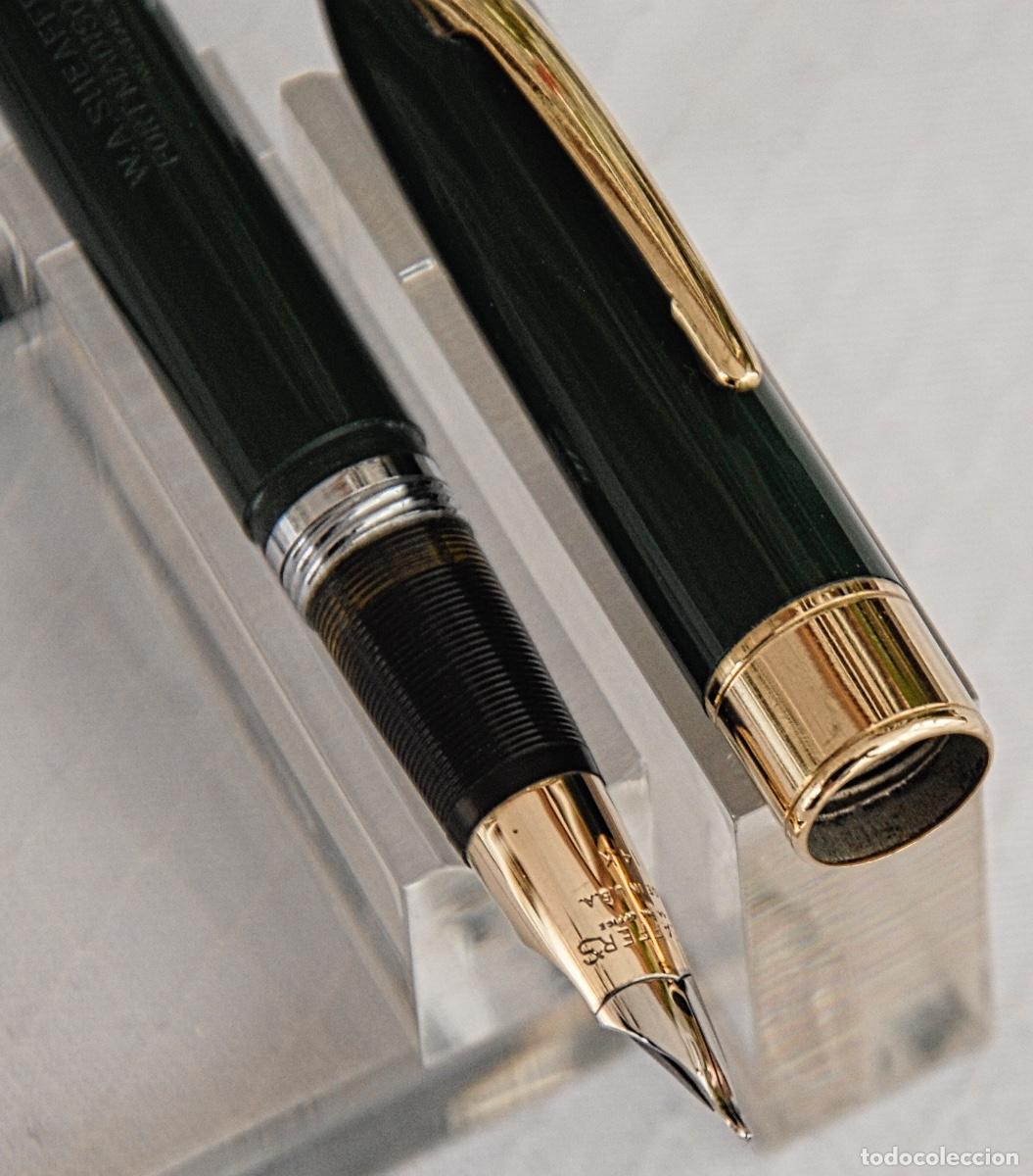 Plumas estilogr&aacute;ficas antiguas: SHEAFFER,S TOUCHDOWN SET VERDE PEN & PENCIL - Foto 7