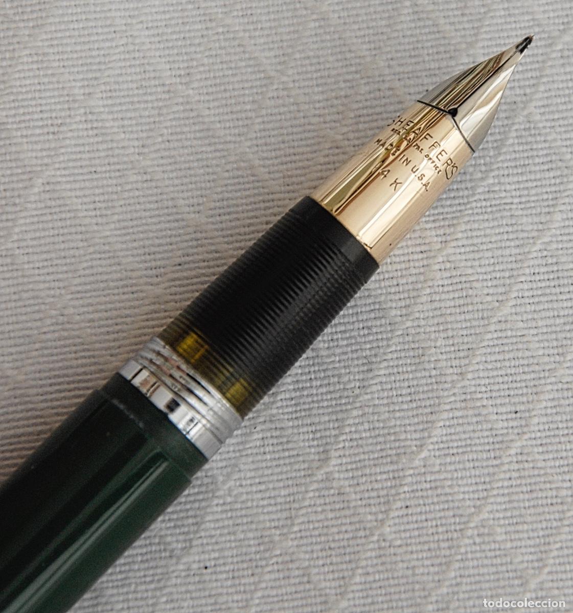 Plumas estilogr&aacute;ficas antiguas: SHEAFFER,S TOUCHDOWN SET VERDE PEN & PENCIL - Foto 9