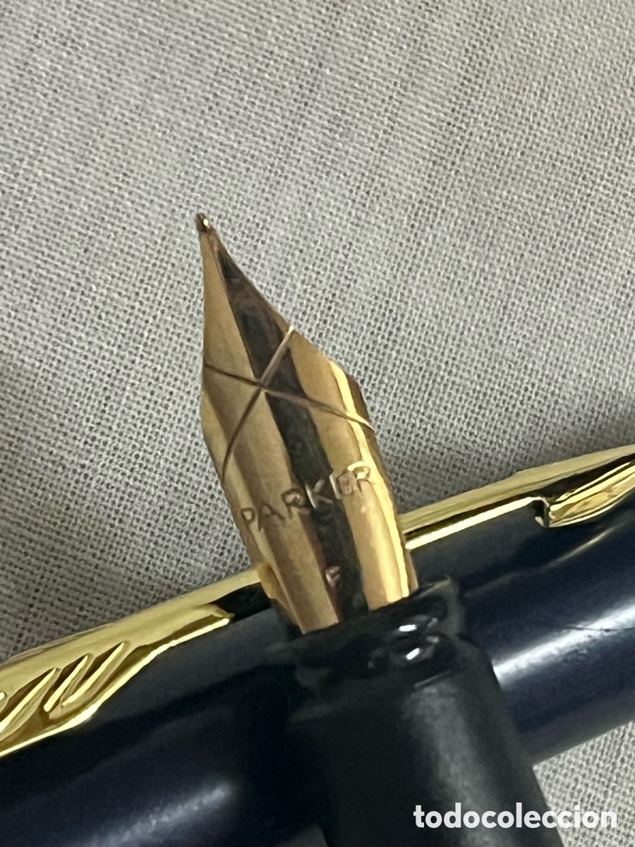 Plumas estilogr&aacute;ficas antiguas: PLUMA PARKER AZUL DE TINTERO SIN USO - Foto 6