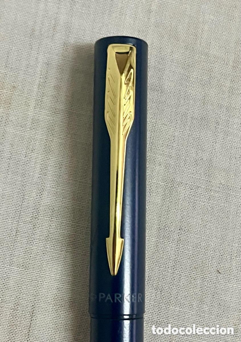 Plumas estilogr&aacute;ficas antiguas: PLUMA PARKER AZUL DE TINTERO SIN USO - Foto 3