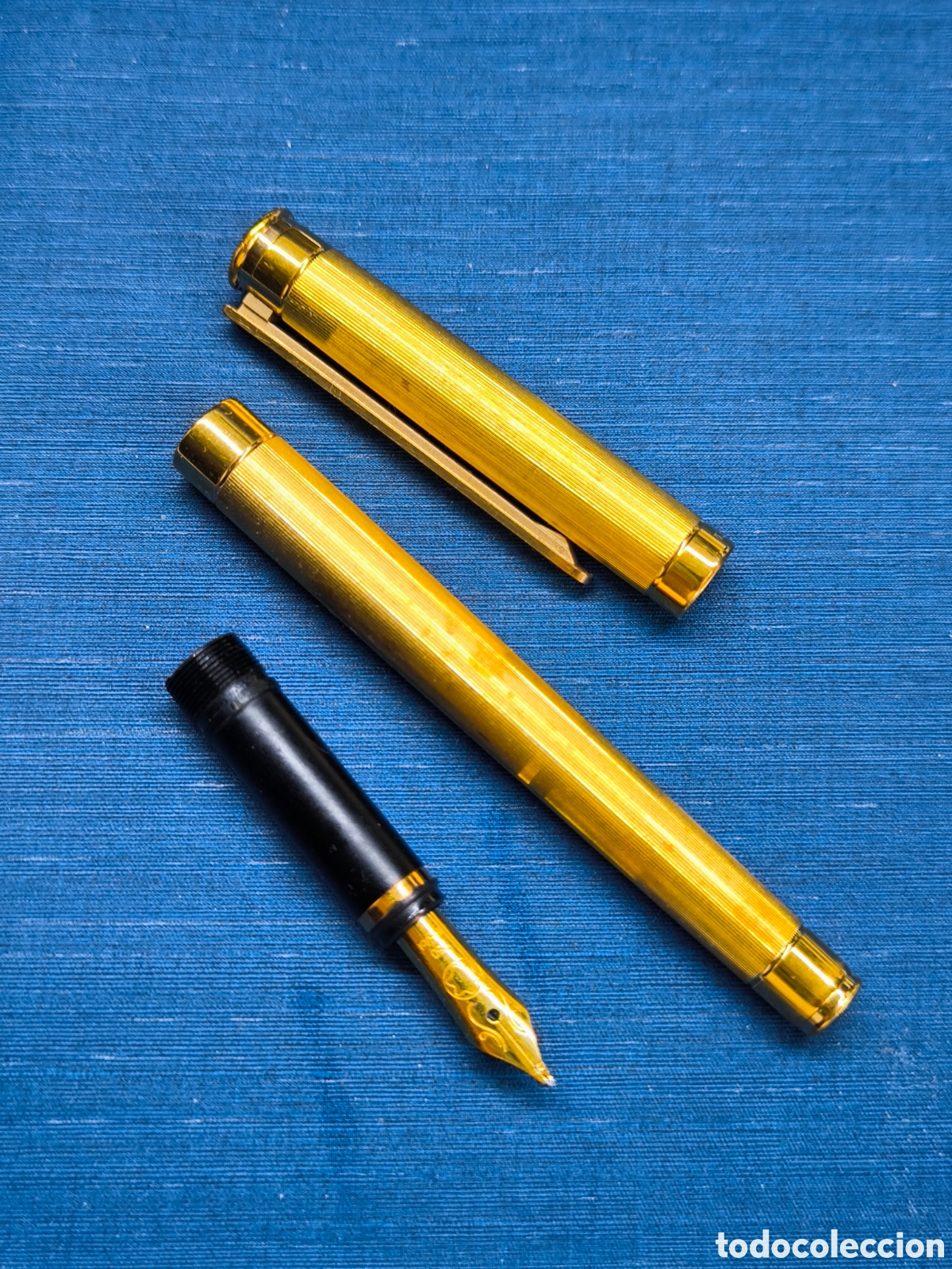 Plumas estilogr&aacute;ficas antiguas: Pluma Montblanc chapada en oro con punta de oro 18K - Foto 8