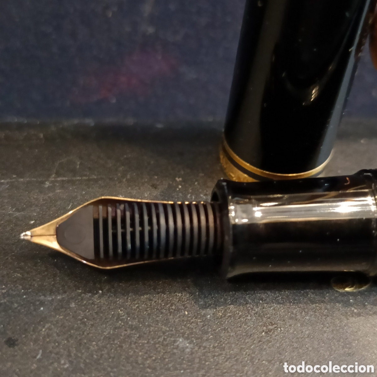 Plumas estilogr&aacute;ficas antiguas: Pluma Pelikan, plum&iacute;n de oro de 14 ct. - Foto 6