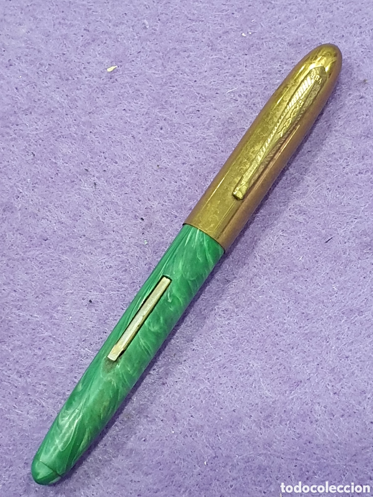 Alte F&uuml;llfederhalter: Estilografica Sylvania verde y dorada. (L128)