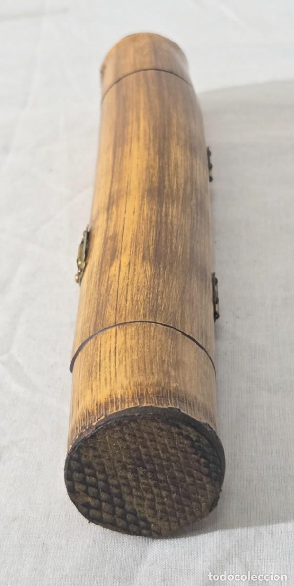 Plumas estilogr&aacute;ficas antiguas: Pluma de bambu con estuche y varias puntas - Foto 15