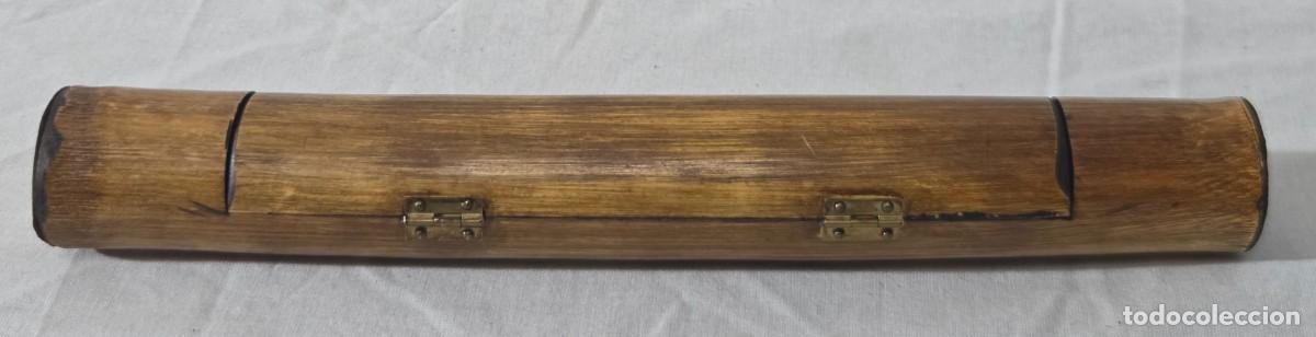 Plumas estilogr&aacute;ficas antiguas: Pluma de bambu con estuche y varias puntas - Foto 16
