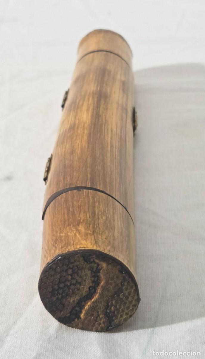 Plumas estilogr&aacute;ficas antiguas: Pluma de bambu con estuche y varias puntas - Foto 17