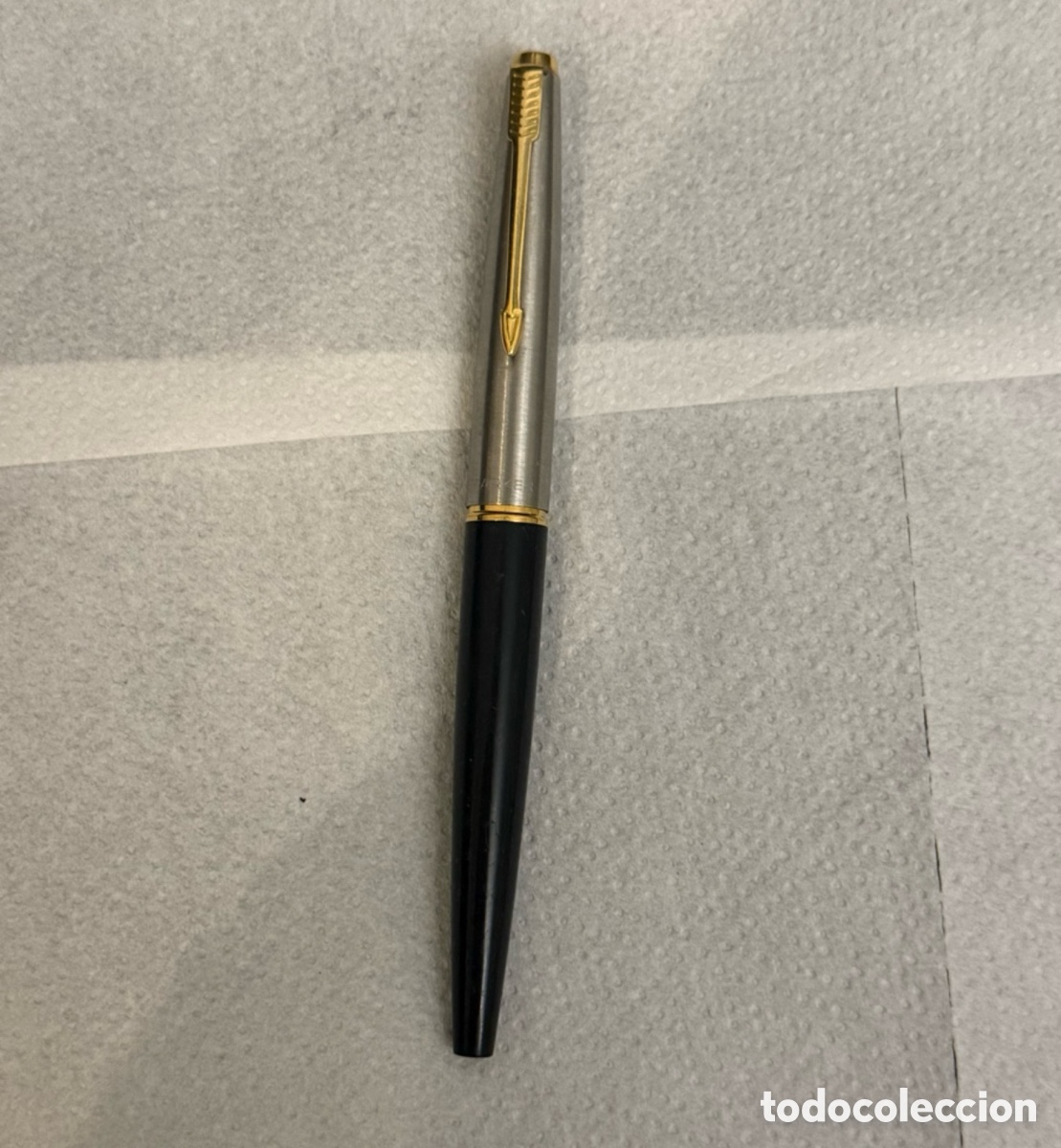 Plumas estilogr&aacute;ficas antiguas: Pluma estilogr&aacute;fica Parker 45 GT acero inoxidable y resina negra a&ntilde;os 60