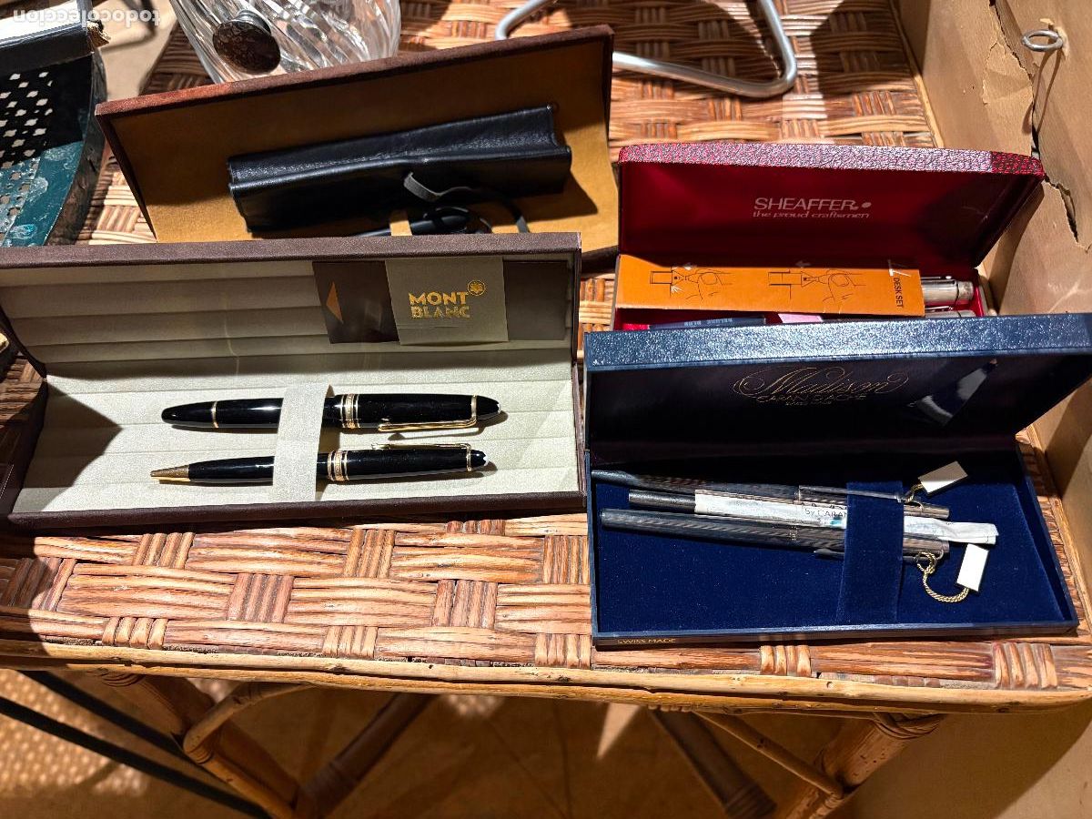 Plumas estilogr&aacute;ficas antiguas: 4 estuches estilograficas coleccion sterling silver limitada sheaffer Montblanc caran d&rsquo;acte