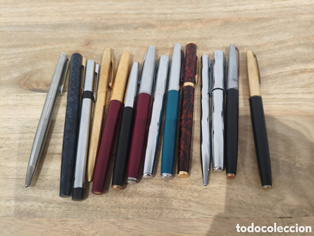 Plumas estilogr&aacute;ficas antiguas: Lote de plumas y bol&iacute;grafos waterman