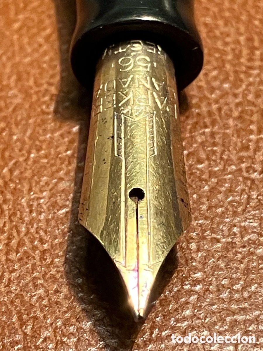 Plumas estilogr&aacute;ficas antiguas: Pluma Parker Vacumatic plum&iacute;n oro 14k - Foto 7