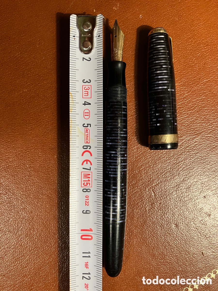 Plumas estilogr&aacute;ficas antiguas: Pluma Parker Vacumatic plum&iacute;n oro 14k - Foto 10