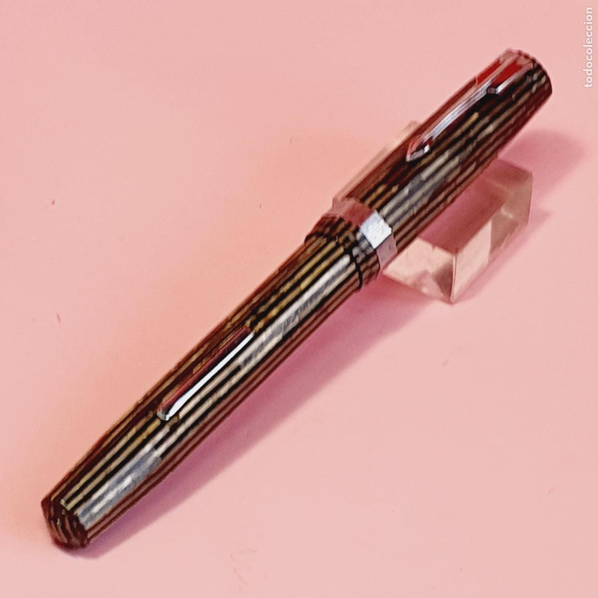 Plumas estilogr&aacute;ficas antiguas: 10377*PLUMA ESTILOGR&Aacute;FICA-SIN MARCA-PLUM&Iacute;N REXING ORO 585-N.O.S.-VINTAGE-UNA MARAVILLA.