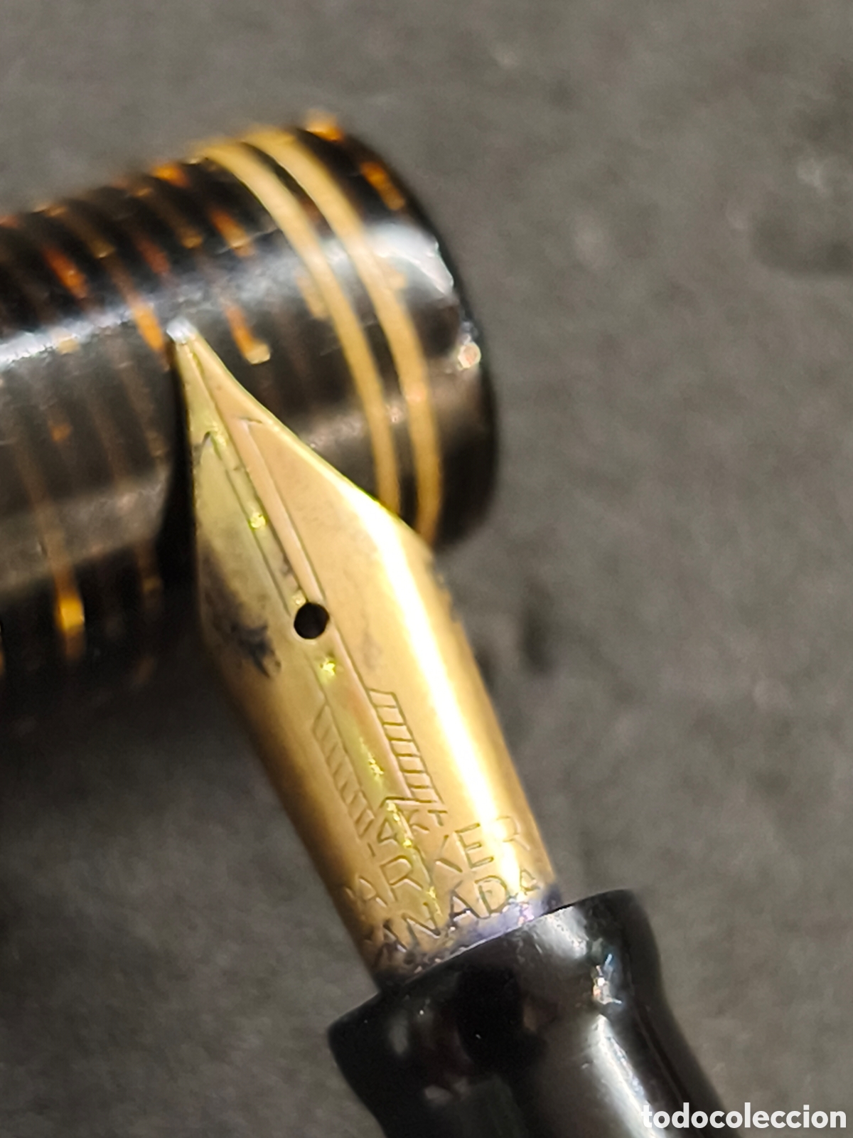 Plumas estilogr&aacute;ficas antiguas: Pluma Parker Vacumatic, plum&iacute;n oro 14k - Foto 3