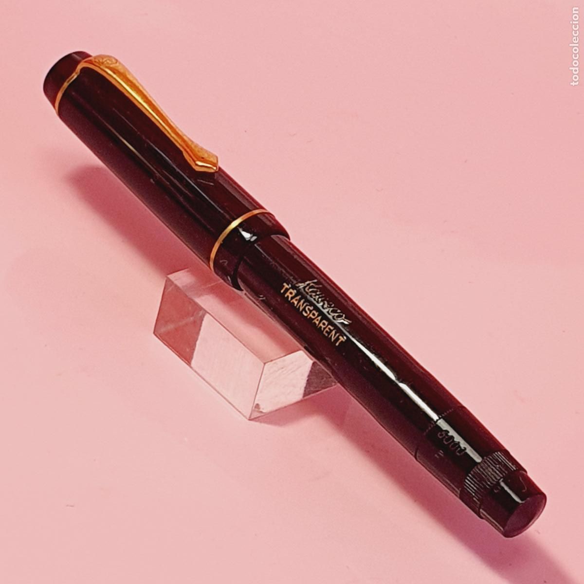 Plumas estilogr&aacute;ficas antiguas: PLUMA ESTILOGR&Aacute;FICA-KAWECO TRANSPARENT-GERMANY-NEGRA+DORADOS-PLUM&Iacute;N ORO ORIGINAL-PIENSO QUE NUEVA-VE