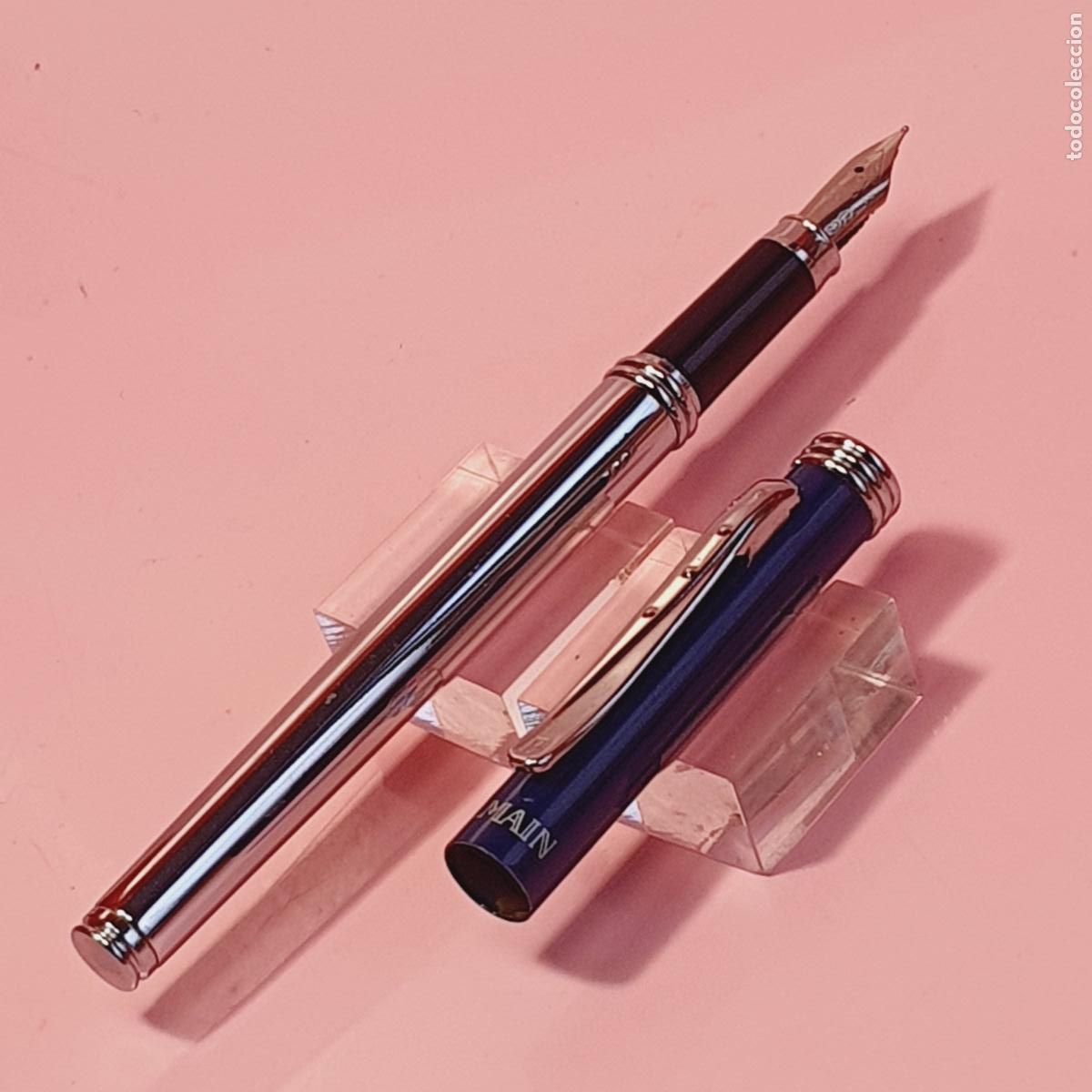 Plumas estilogr&aacute;ficas antiguas: PLUMA ESTILOGR&Aacute;FICA-BALMAIN-AZUL+CROMO-NUEVA O SIMILAR