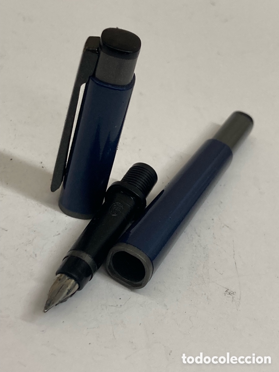Plumas estilogr&aacute;ficas antiguas: Pluma cuerpo celuloide azul /PLUMA25-4 - Foto 3