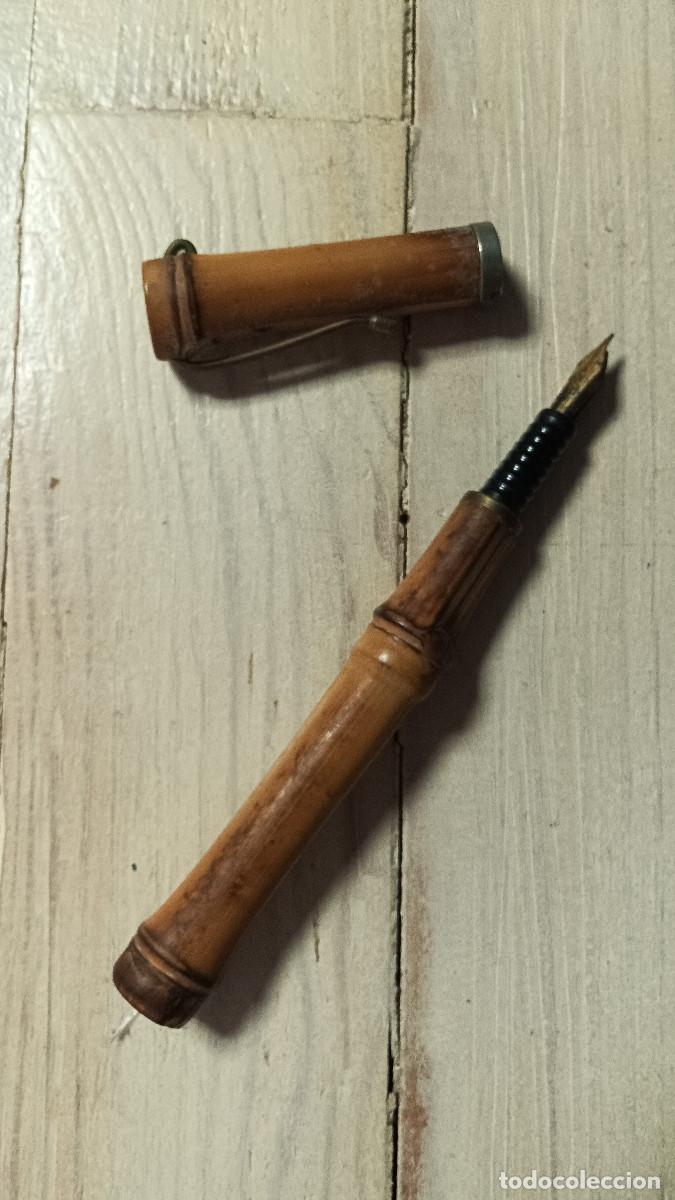 Plumas estilogr&aacute;ficas antiguas: Portal&aacute;pices de bamb&uacute; y pluma con cuerpo de bamb&uacute; - Foto 2
