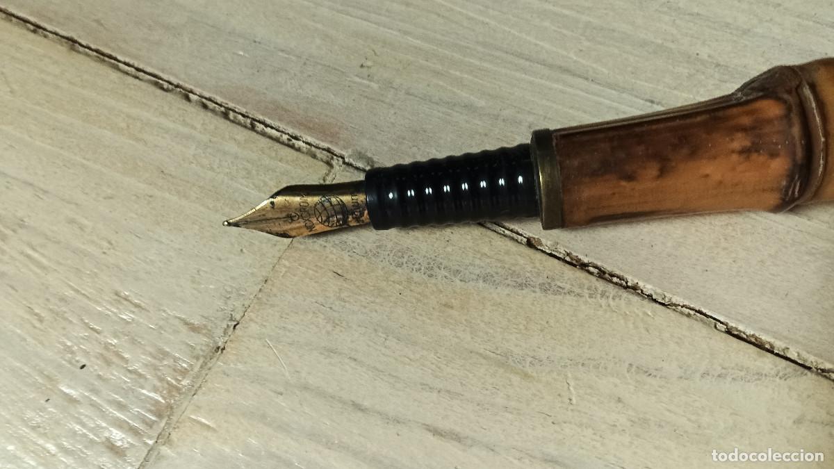 Plumas estilogr&aacute;ficas antiguas: Portal&aacute;pices de bamb&uacute; y pluma con cuerpo de bamb&uacute; - Foto 3
