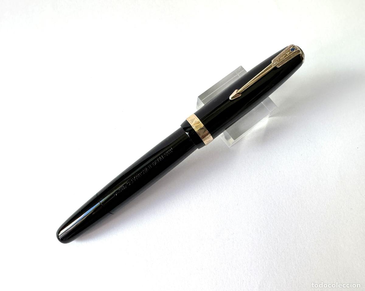Plumas estilogr&aacute;ficas antiguas: PARKER VACUMATIC VINTAGE ESTILOGRAFICA RESINA NEGRA Y ORO, USA