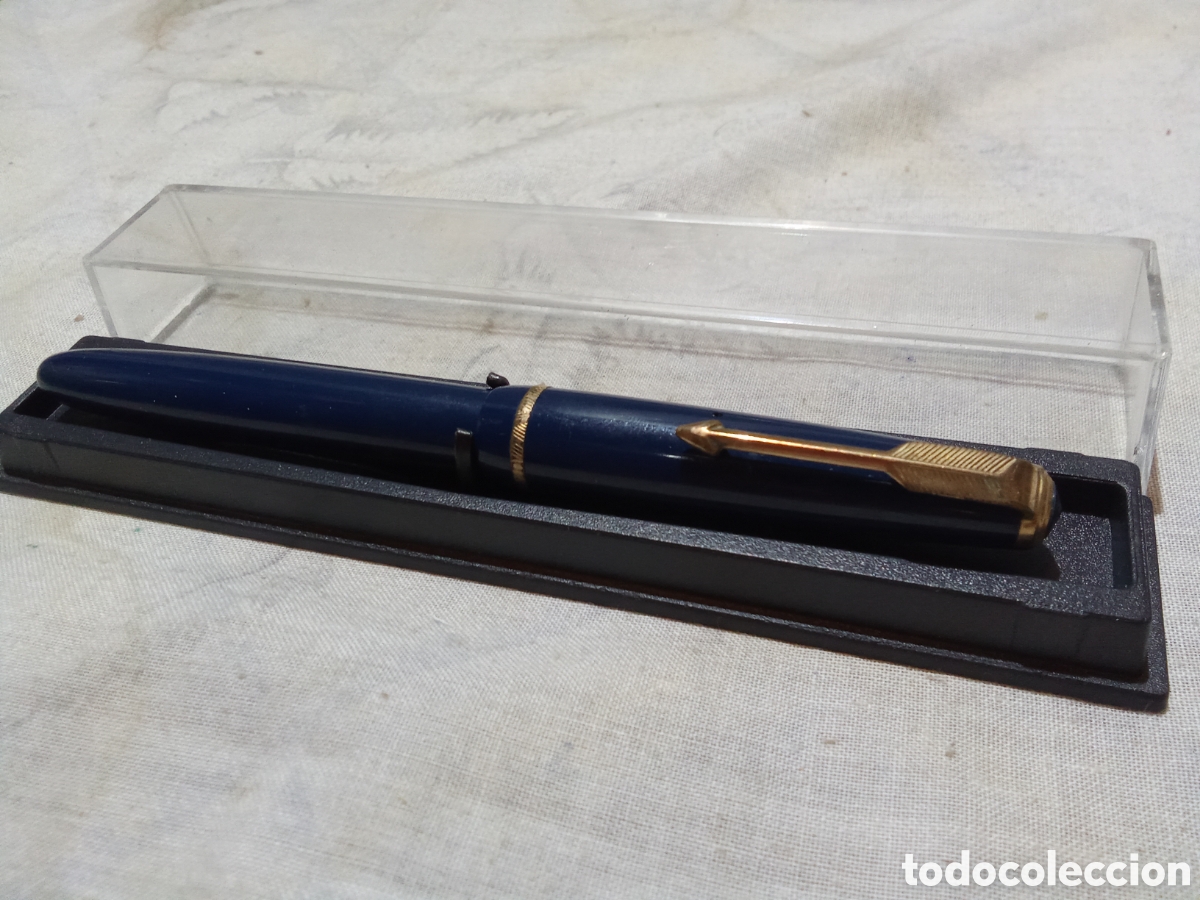 Plumas estilogr&aacute;ficas antiguas: PRECIOSA PLUMA PARKER CON PLUM&Iacute;N DE ORO 14 K CON ESTUCHE