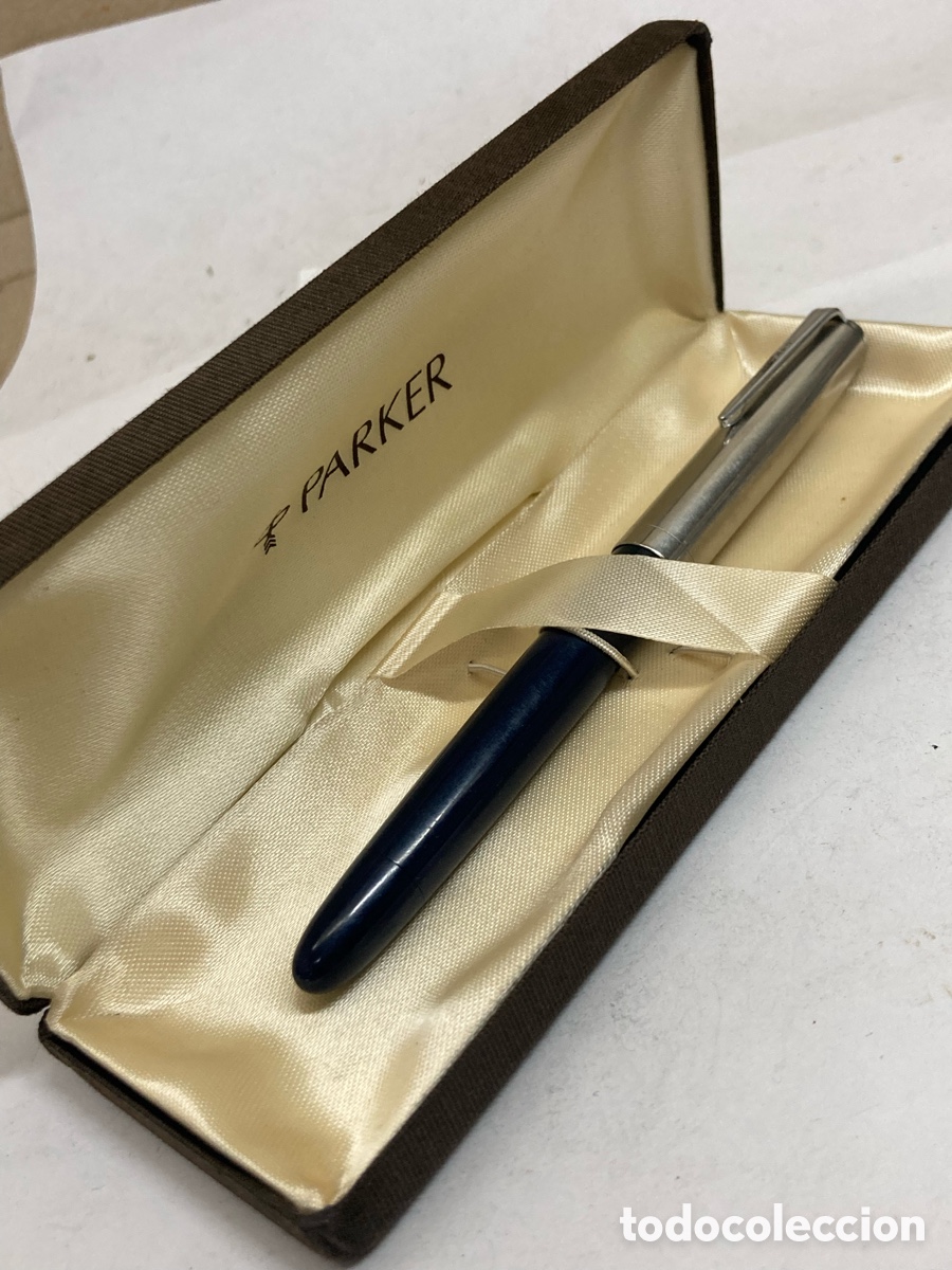 Plumas estilogr&aacute;ficas antiguas: Pluma Parker cuerpo celuloide azul